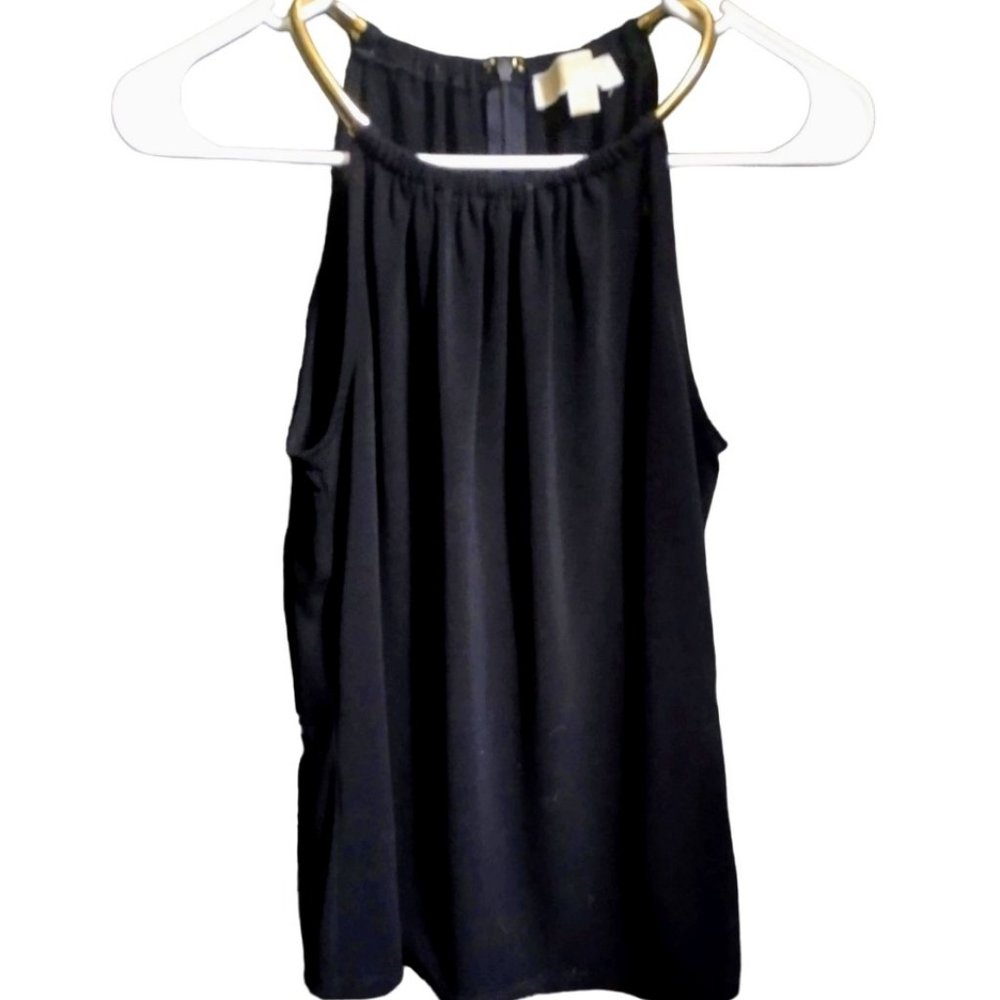Michael Kors NWOT Black Tank Top with Golden Straps, Size - XS, Zippper on Back